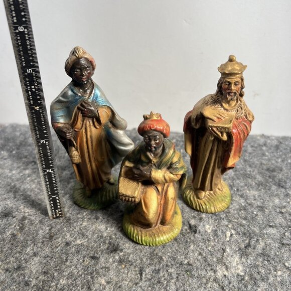 Vintage Early Italy 3 Wise Men Nativity  Gold Frankincense Myrrh Christmas - Picture 12 of 12
